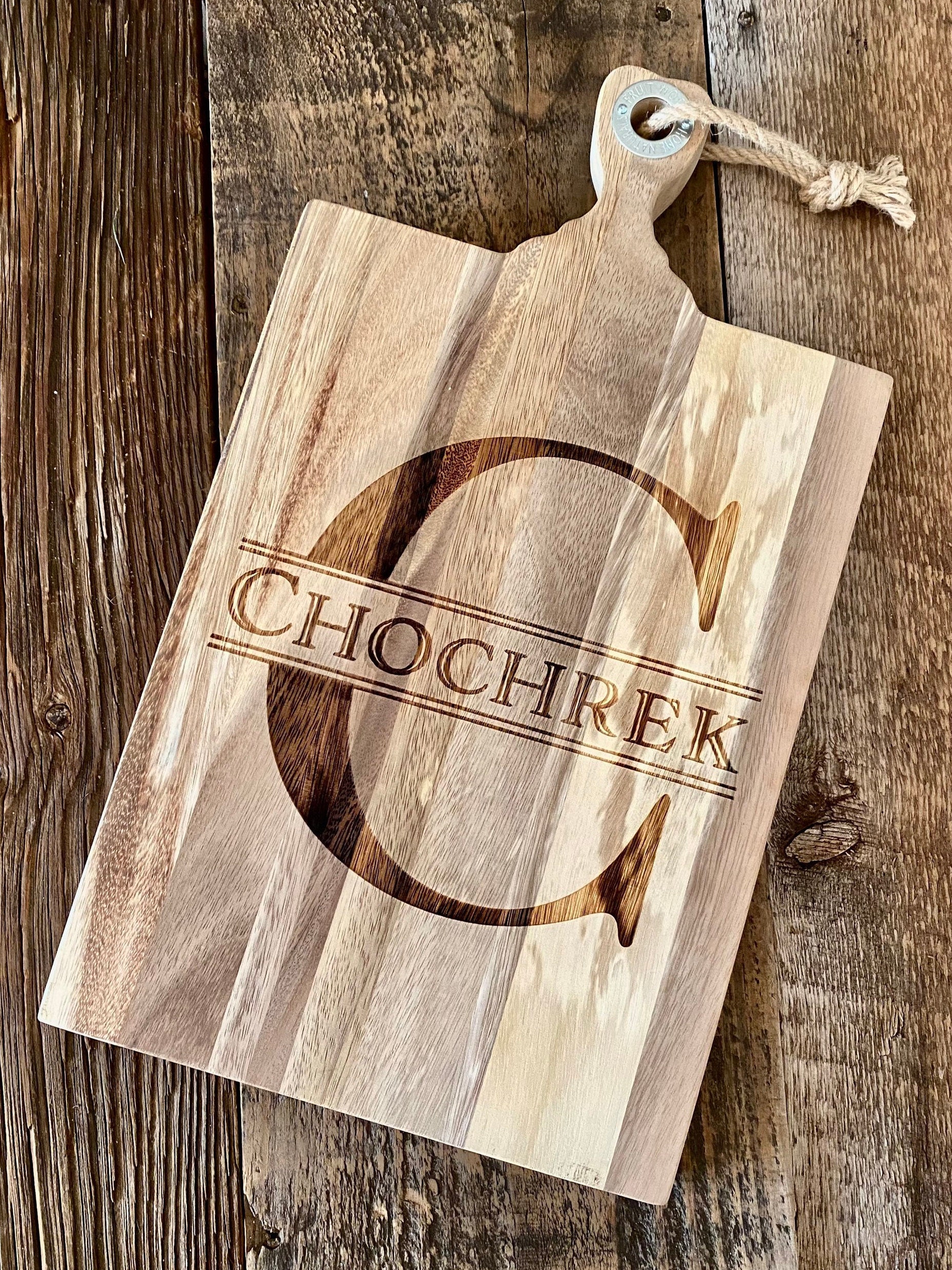 CUSTOM Acacia Wood Cheese Board Wedding Gift Last Name | Etsy