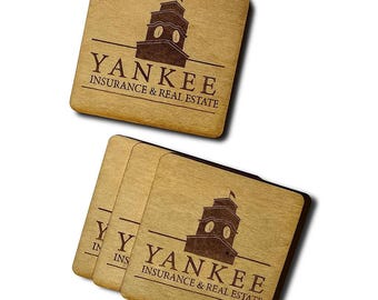 Laser Engraved Wood Coaster: Custom Logo, Wedding Favor, Client Gift