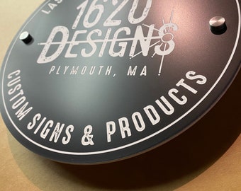 Custom Business Logo Sign | Laser Engraved UV Stable & Weatherproof | Custom Colors and Sizes Available | Various Mounting Choices