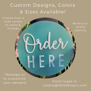 Order Here Pickup Here BUSINESS Sign Custom COFFEE SHOP Restaurant Bakery Ice Cream Stand Cafe Decor Signs Rustic Modern Display image 6