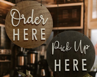 Order Here Pick up Here Business Sign | Custom Coffee Shop Restaurant Bakery Ice Cream Cafe