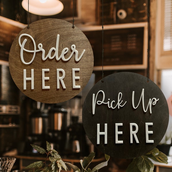 18x18" Order Here Pick up Here Business LARGE Sign | Custom COFFEE SHOP Restaurant Bakery Ice Cream | Cafe Decor Window Display