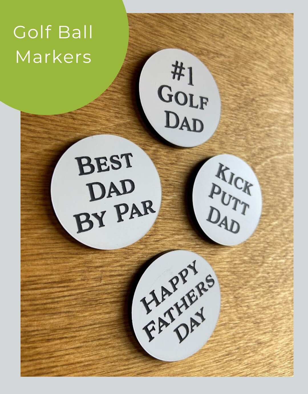 Fathers Day Golf Ball Markers Funny Pun Set of 4 Gift for Golfer Golf