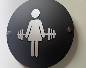 CrossFit Gym Matte Black and Silver Acrylic Floating Restroom Signs | Men Women Handicap Bathroom | Priced per sign not as a set