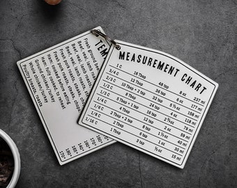 Kitchen Measurement Conversion & Temperature Chart Cooking Chart Magnet | Baking Hostess Gift | Sold individually Not Sold As a Set