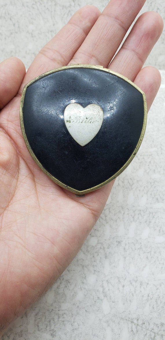 Vintage Makeup Blush, Powder Compact Miror Engrav… - image 4