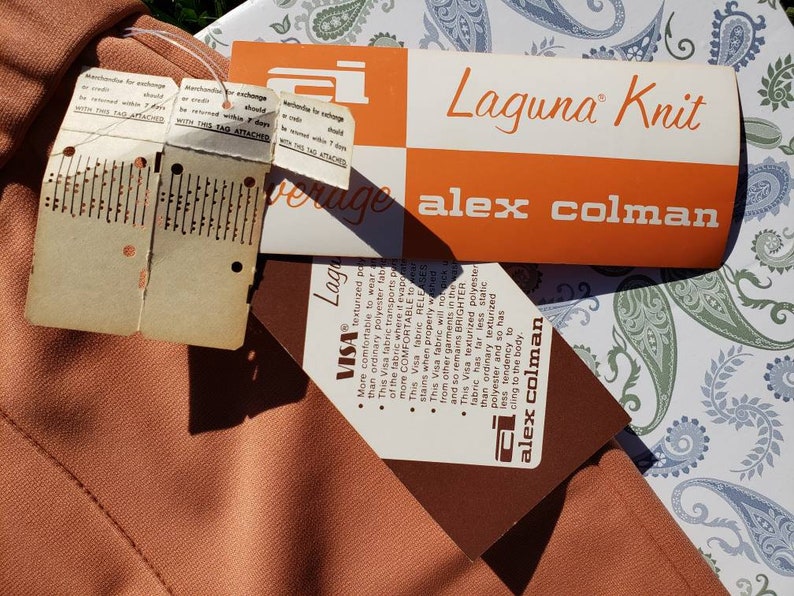 New with tags size 78 womens Vintage Alex Colman California Suit 1960/'s early 70/'s Laguna Knit Suit Salmon Color