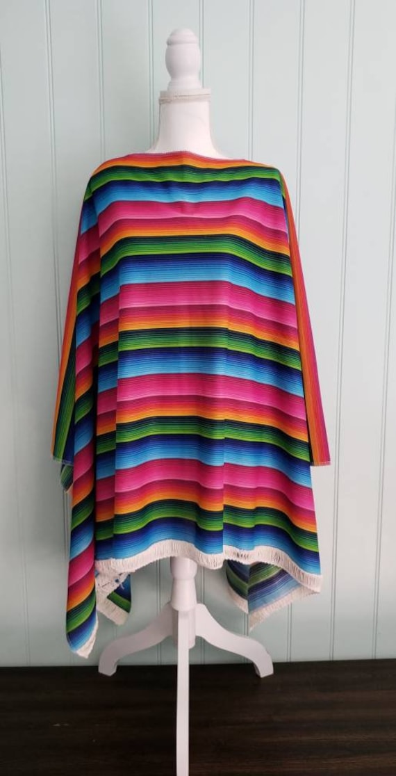 Vintage 70's Mexican Fabric Shawl. Mexican zarape.