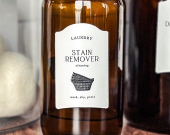 English Laundry Room Labels: Water Resistant Canister & Jar Organization