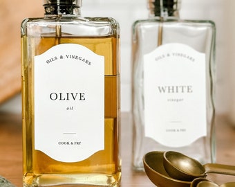 French Oil & Vinegar Labels: Water Resistant Pantry Organization