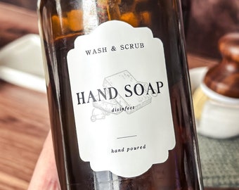 Vintage Inspired Soap Dispenser Labels: Waterproof Kitchen Organization
