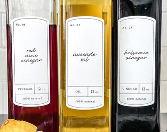 Oil Labels / The Highland House Labels / Pantry / Apothecary Inspired / Organization / For Oil & Vinegar / Water+Oil Resistant