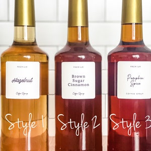 Coffee Syrup Labels: Waterproof Kitchen Storage, Custom Coffee Bar Organization
