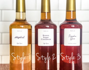 Coffee Syrup Labels: Waterproof Kitchen Storage, Custom Coffee Bar Organization