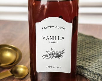 Homemade Vanilla Extract Labels: English Inspired Gift Stickers, Set of 12