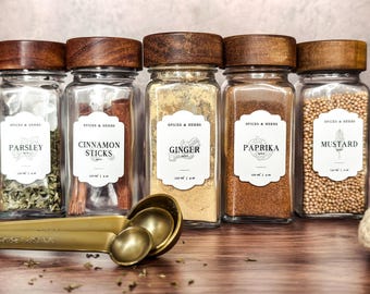 Vintage Style Spice Labels: Water & Oil Resistant, Organization