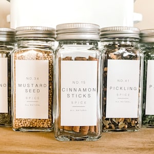 Spice Labels / Slender / Minimal Spice Labels/ Water+oil resistant / Organization / Christmas Gift / Minimalist  / Rectangle