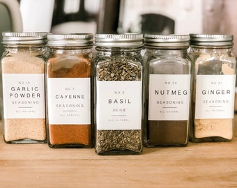 Spice Labels / Minimal Spice Labels/ Organization / Christmas Gift / Minimalist  / Square