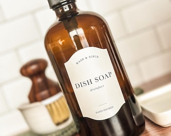 Waterproof Soap Dispenser Labels: French Inspired Sink Organization (2x3'')