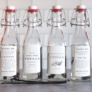 Homemade Vanilla Extract Labels: Water Resistant Pantry Stickers - Set of 10