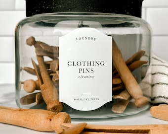 French Laundry Room Labels: Water Resistant Canister Stickers