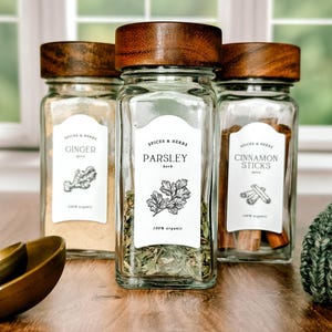 Vintage Style Spice Labels: Water & Oil Resistant, English Inspired