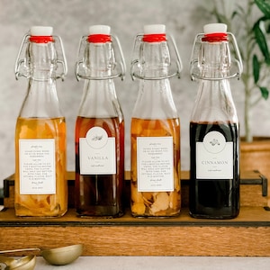 Homemade Extract Labels / Vanilla Labels /  European Farmhouse style / Physical Gift Stickers / Pantry Labels / Set of 16