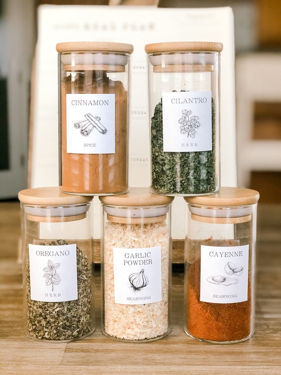 Minimalist Spice Labels for Kitchen Storage 24 96 Set Square and Round  Labels Custom Labels for Pantry Water Resistant 