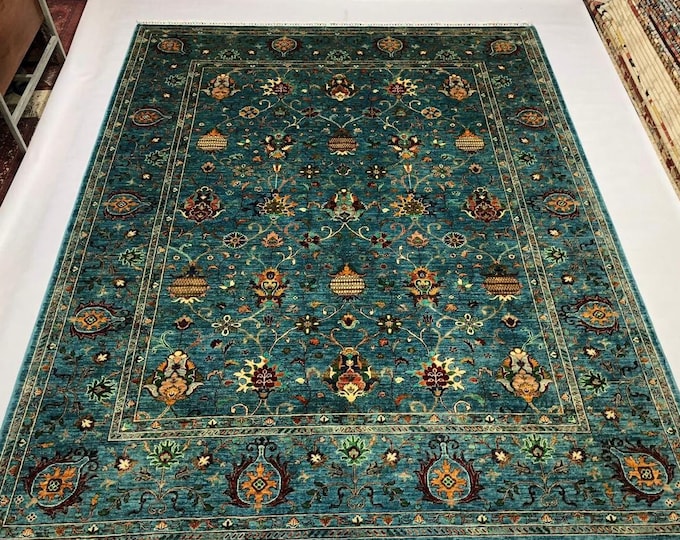 8x10 Feet Handmade Traditional Afghan Kazak Carpet, Super Fine Handmade Area Living Room Rug