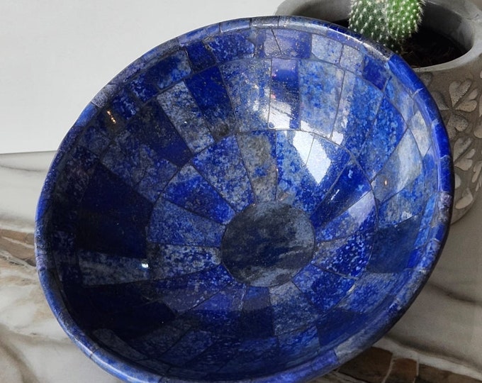 12 Cm Hand Crafted Lapis Lazuli Bowl Ovel Shape Stunning Royal Blue Color Handmade bowl from Badakhshsan Afghanistan