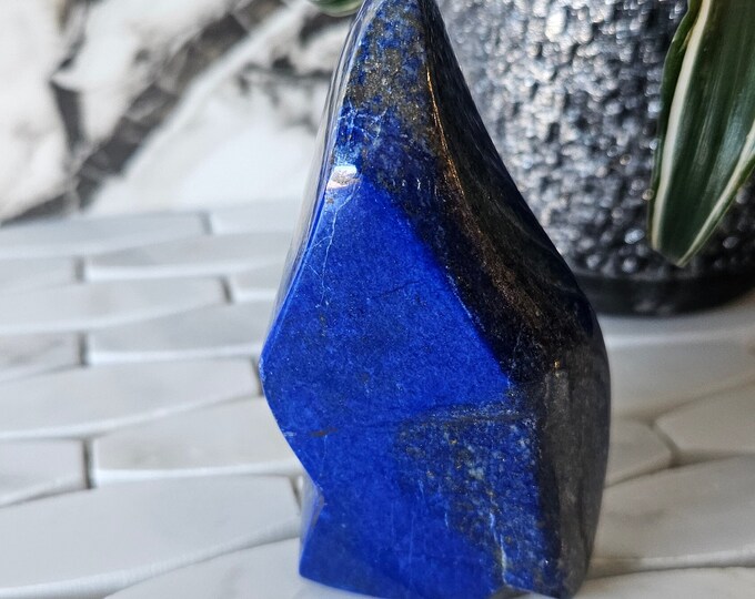 Authentic Lapis Lazuli Free Form, Raw Natural Blue Stone, Gift for Mom, Crystal Gifts, Earth Stone, Pyrite slab, chunky stone, Femininity