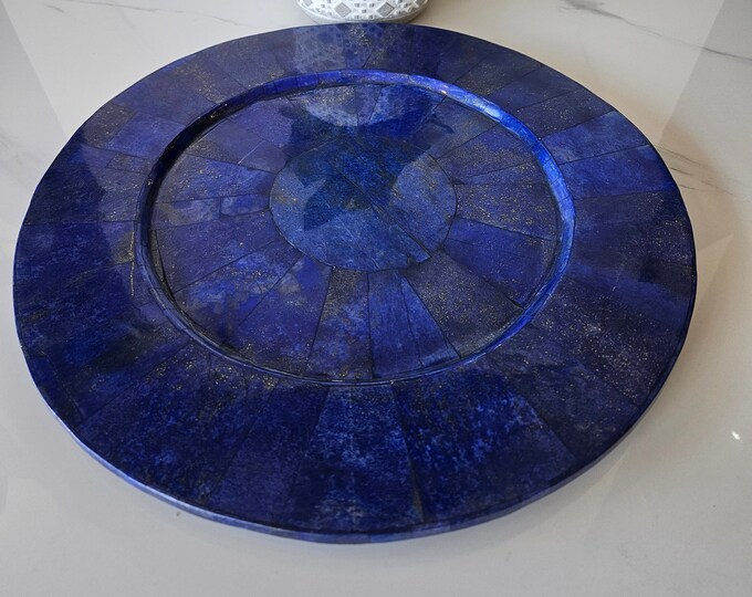 31 cm Pure Lapis Lazuli Plate Dish, Gemstone Crystal, Dinnerware, Serving Plate