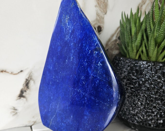 A++ Lapis Lazuli Free Form, home decor, Relieves Stress, soothe migraines, Grounding, Confidence, blue stone, Stability, flat back, chunky
