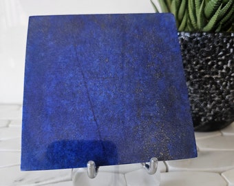 10 x 10 Cm Lapis Lazuli Stone Tile | illpower, crystal heal, home decor, Reiki Chakra Stone, Amethyst, Polished, Self Expression, Earth Stone