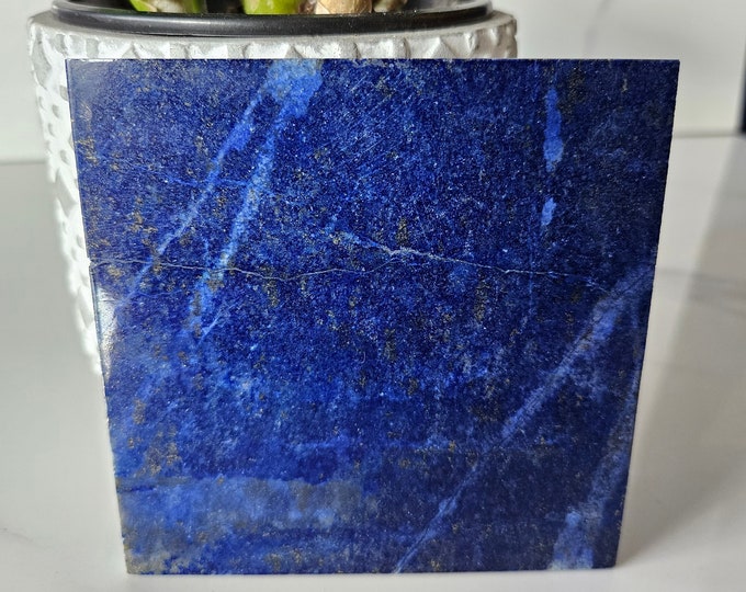10x10 Lapis Lazuli Stone Tile | olished slab, lapis lazuli necklace, willpower, jewlery, empath, slate, peace, leadership, chunky stone