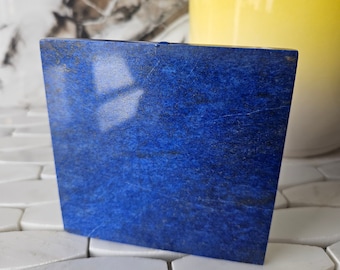 10 x 10 cm Polished Stone Sided Tile | A+++ Lapis Lazuli, Lapis Tiles, Metaphysical stone, handmade tiles, pebbles, slate, marble, mosaic