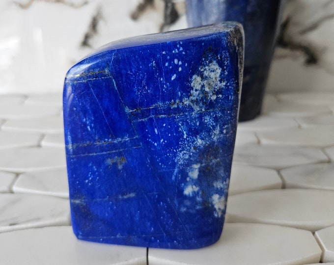 Tumbled Stone A+ Lapis Lazuli Free Form, Raw Natural Blue Stone, loose stone, handmade tiles, Tumbled, courage, Vinyl