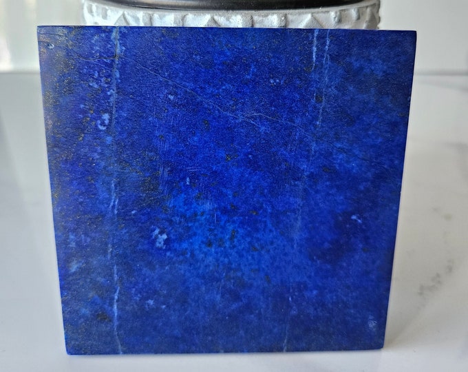 Quality 10 x 10 cm Polished Stone Sided Tile | crystal gift, Inner Truth, leadership, Lapis Worry Stones, energy crystal, mosaic stone, blue