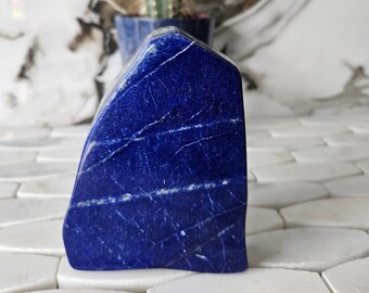 Tumbled Stone A++ Lapis Lazuli Free Form, Raw Natural Blue Stone, leadership, High Grade, Lapis Palm Stone, Anxiety, Blue Aventurine