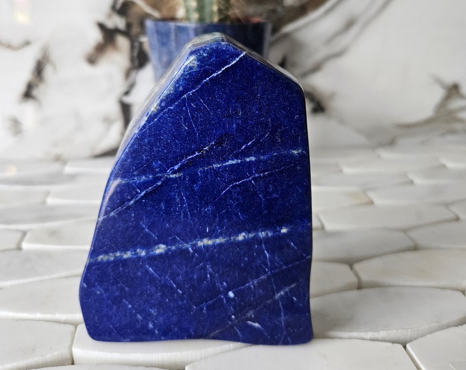 Tumbled Stone A++ Lapis Lazuli Free Form, Raw Natural Blue Stone, leadership, High Grade, Lapis Palm Stone, Anxiety, Blue Aventurine