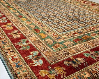 8x10 Feet Huge Very High Quality Mamluk Rug | Afghan Designed Tribal Carpet for the Living Room