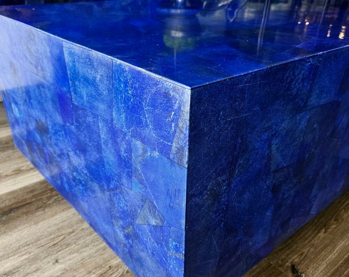 Featured listing image: Lapis Lazuli Coffee Table, Lapis Lazuli, Unique table, Elegant table, Regency Table, Hollywood Regency Furniture, Unique Coffee Table, Stone