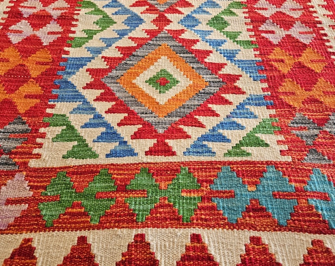 Kilim rug Afghan Wool Kilim, bathroom rug, faded rug, nursery decor, punch needle rug, girlfriend, blankets, xmas, rag rug, sumak rug, kids