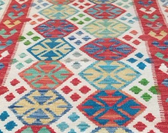 Runner Afghan woollen kilim, Kilimrug, Geometric rug, bedroom rug, Hallway runner, Rug Runner, Colorful runner Kilim, Persian kilim Runner