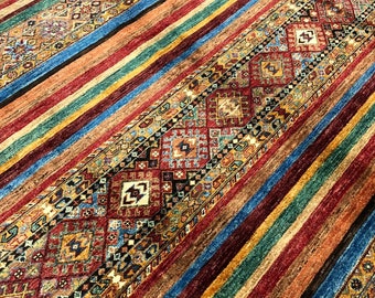 10x7 Feet Top Quality Mamluk Handmade Afghan Rug, Persian Designed from Tribal Ghazni | Living room Carpet, Maroon Red Colored