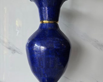 38 Cm Hieght Hand Crafted stunning genuine highest quality Lapis Lazuli Gemstone vase directly from Afghanistan