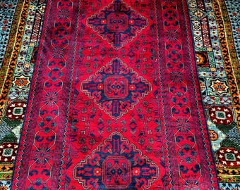 Afghan handmade runner rug, excellent quality of natural wool. Persian designed, long lasting, durable and hand-knotted