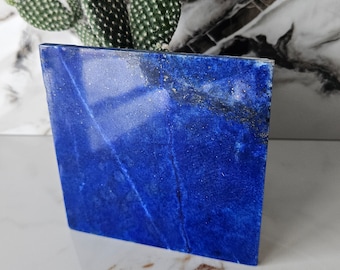 10 x 10 Cm Lapis Lazuli Stone Tile | Anxiety, birthday gift, Confidence, chunky stone, Crystal decor, Protection, royal blue, energy crystal