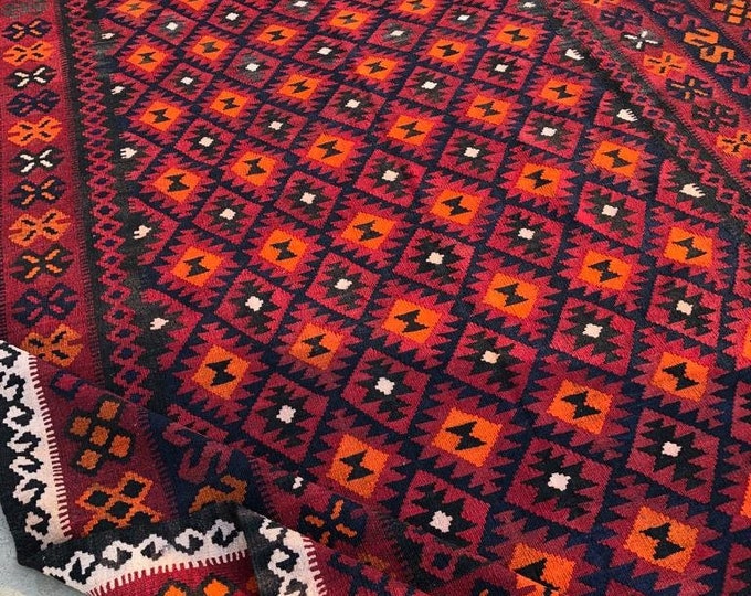 7x11 afghan kilim, scandinavian decor, modern furniture, decorative rug, medallion era rug, stair carpet, small rug, chindi rug, baluch rug