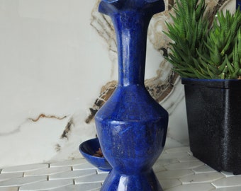 25 Cm Height Hand Crafted stunning genuine highest quality Lapis Lazuli Gemstone vase directly from Afghanistan
